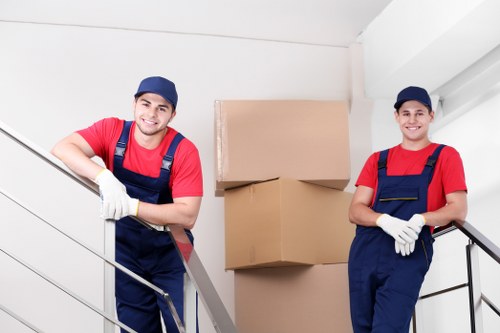 Separated furniture and donation items prepared for charity reuse