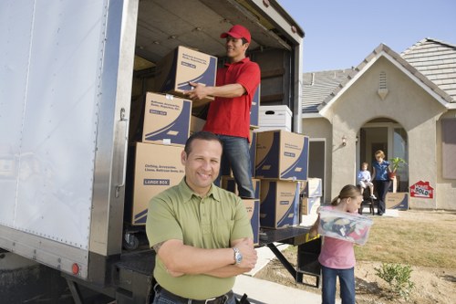 Secured items arranged safely inside a moving van