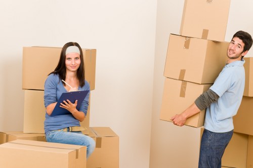Packed boxes and household items ready for transport